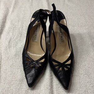 Jimmy Choo Black Leather Slingback Heels size 37